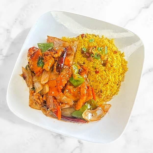 Thai Basil Chicken 晚餐九层塔鸡加辣椒干3 条.