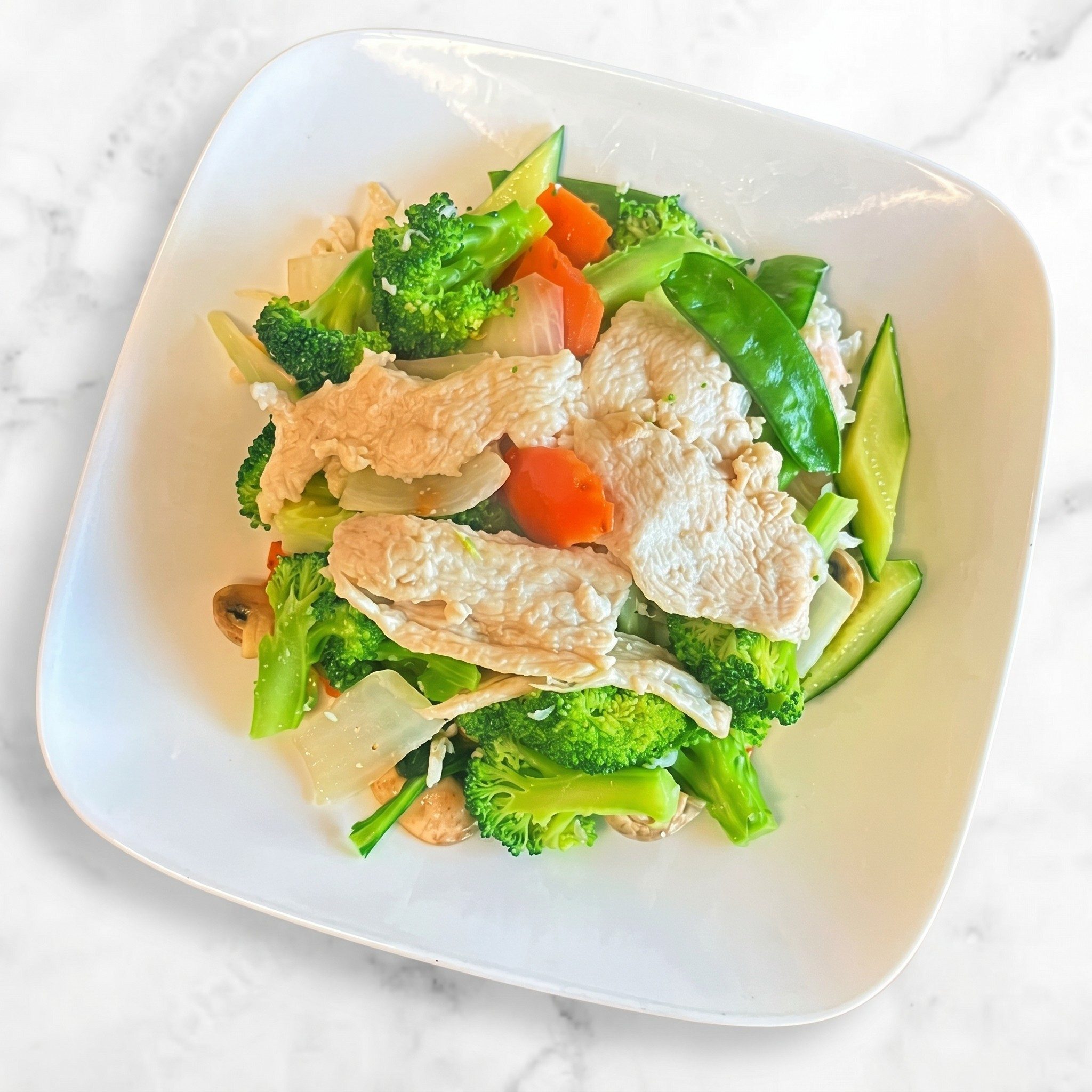 Steamed Tofu with Broccoli.