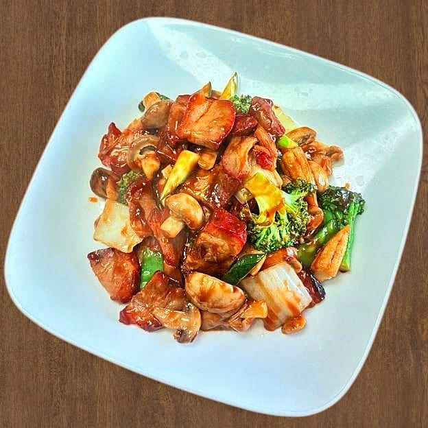 Roast Pork with Mushroom 蘑菇叉烧.