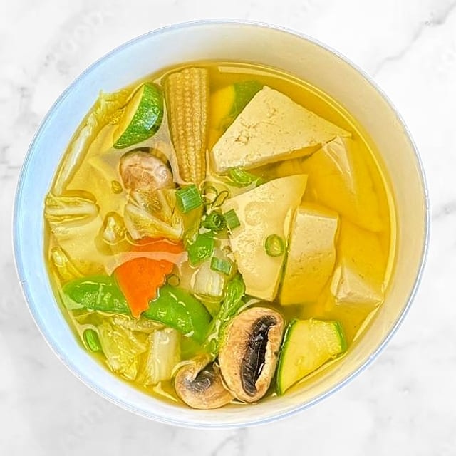 Bean Curd with Chinese Veg Soup.