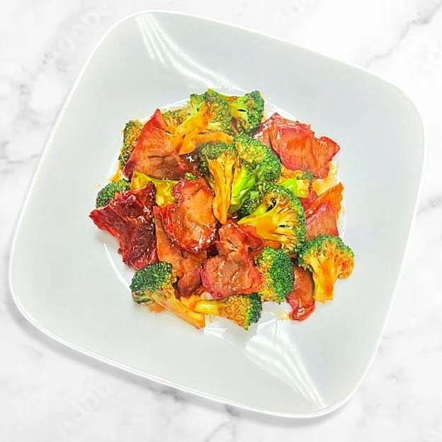 Roast Pork with Broccoli 芥兰叉烧.